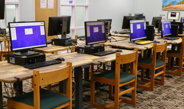 Computer Classes Website Image Photo of computers available for public use at Southwest Library